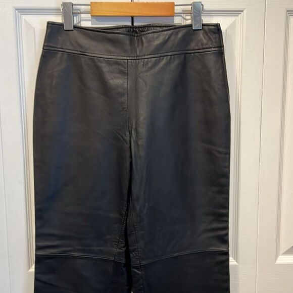DANIER Black Leather Lined Flare High Rise Pants Size 8 - Picture 4 of 11